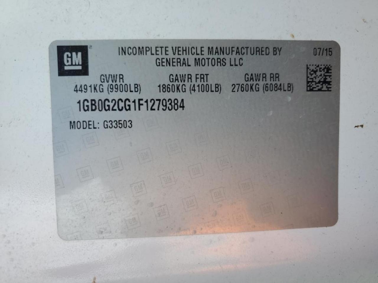 2015 Chevrolet Express Utility / Service Truck VIN: 1GB0G2CG1F1279384 Lot: 92308555