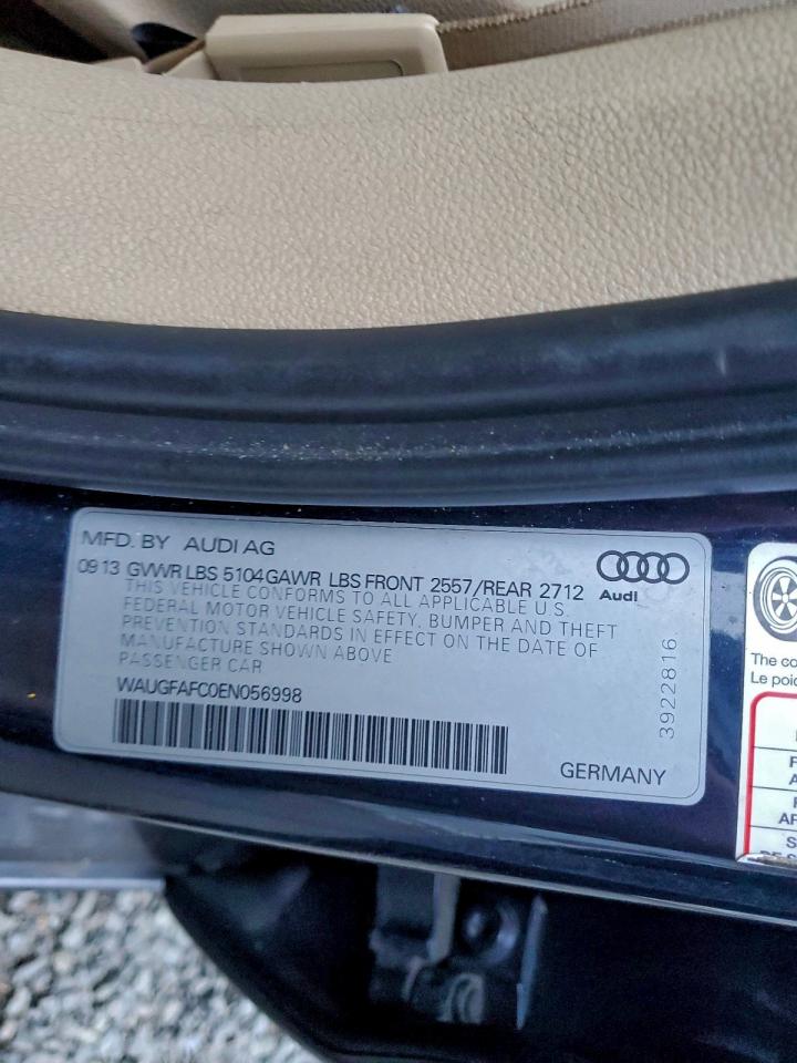 2014 Audi A6 Premium Plus VIN: WAUGFAFC0EN056998 Lot: 93734605