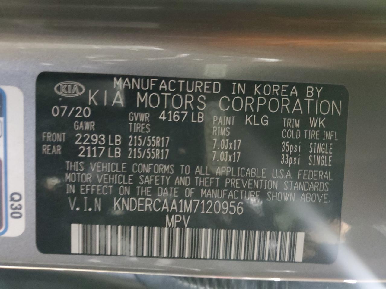 2021 Kia Seltos Ex VIN: KNDERCAA1M7120956 Lot: 92094235