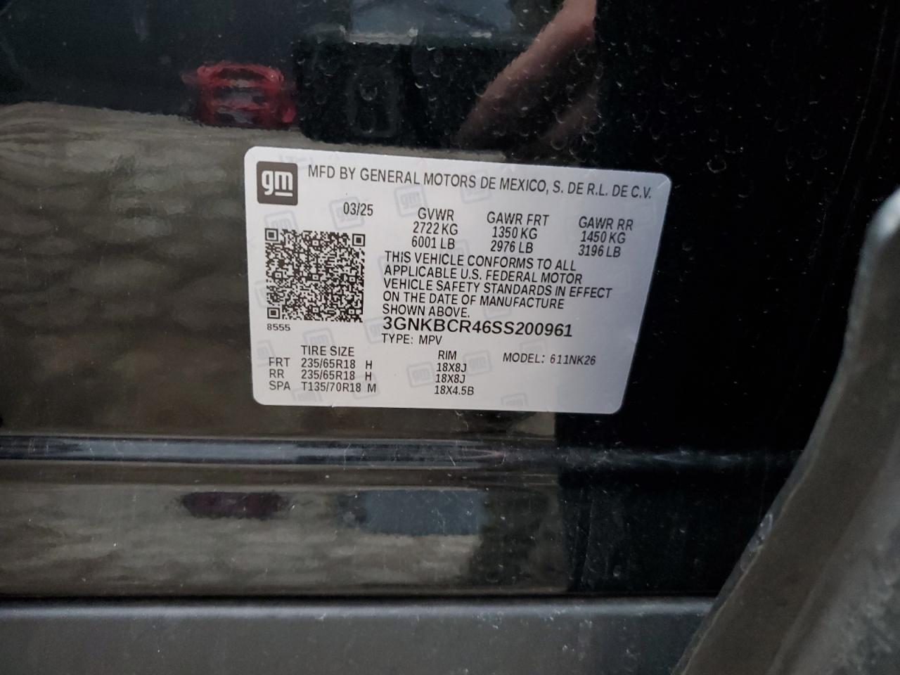 2025 Chevrolet Blazer 2Lt VIN: 3GNKBCR46SS200961 Lot: 90908215