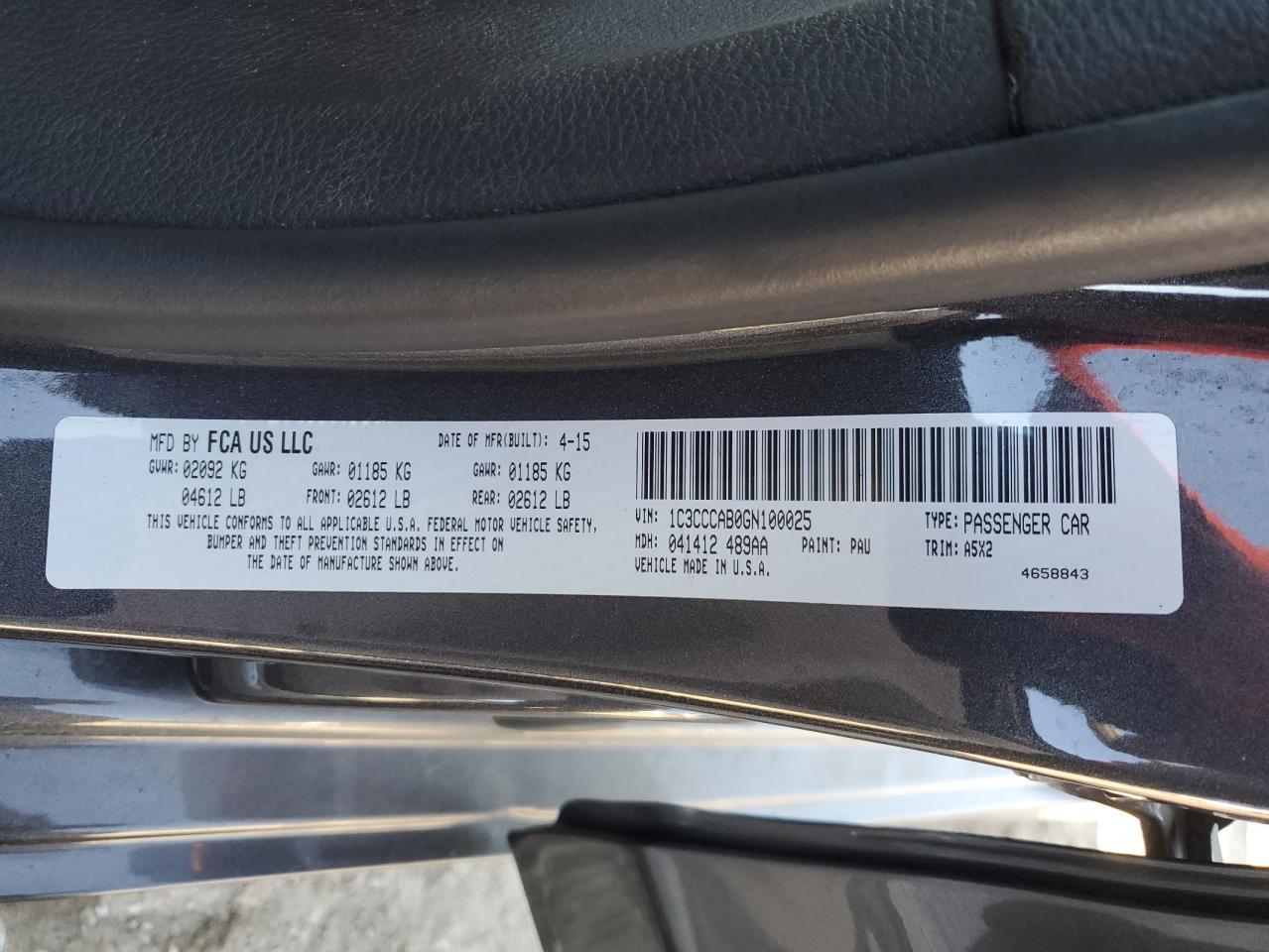 2016 Chrysler 200 Limited VIN: 1C3CCCAB0GN100025 Lot: 91164095