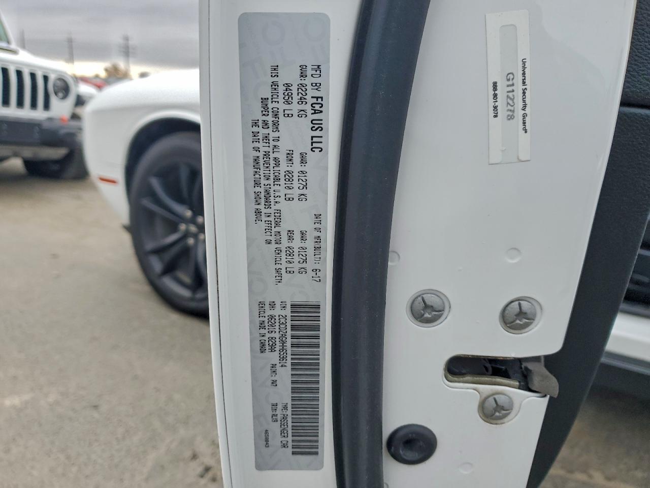 2017 Dodge Challenger Sxt VIN: 2C3CDZAG0HH659614 Lot: 93661795