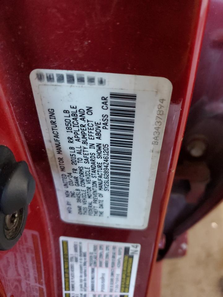 2004 Pontiac Vibe VIN: 5Y2SL62894Z461205 Lot: 92211155