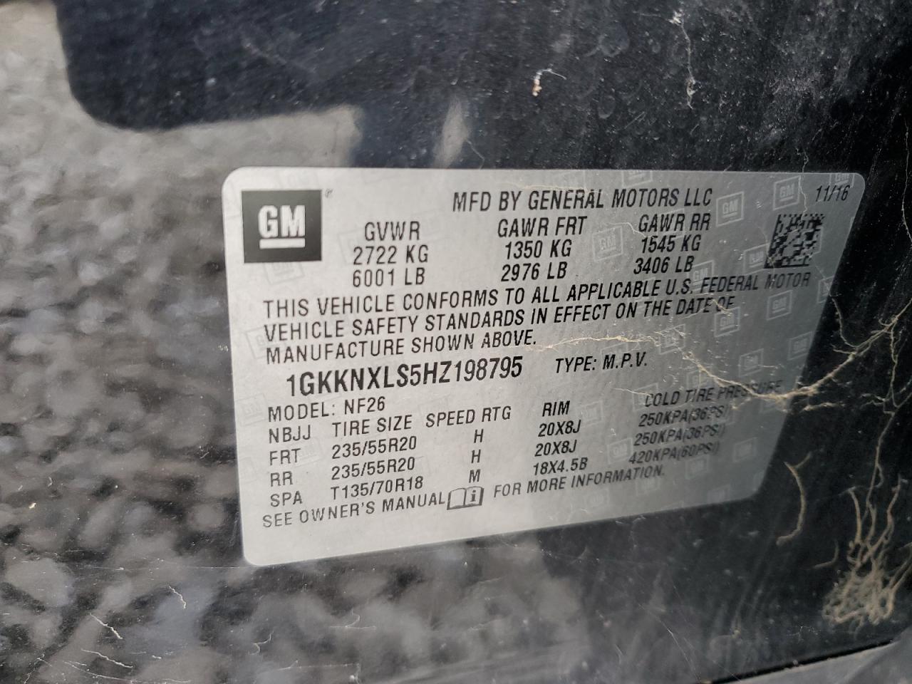 2017 GMC Acadia Denali VIN: 1GKKNXLS5HZ198795 Lot: 92819665