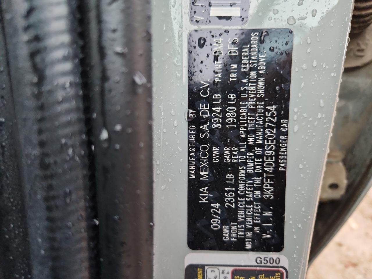 2025 Kia K4 Lx VIN: 3KPFT4DE9SE027254 Lot: 93932645