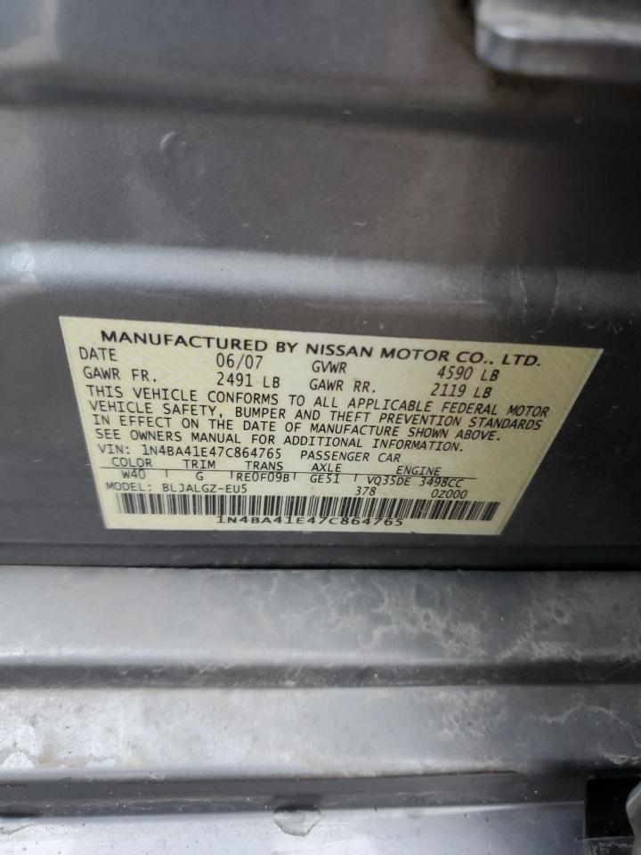 2007 Nissan Maxima Se VIN: 1N4BA41E47C864765 Lot: 92861805