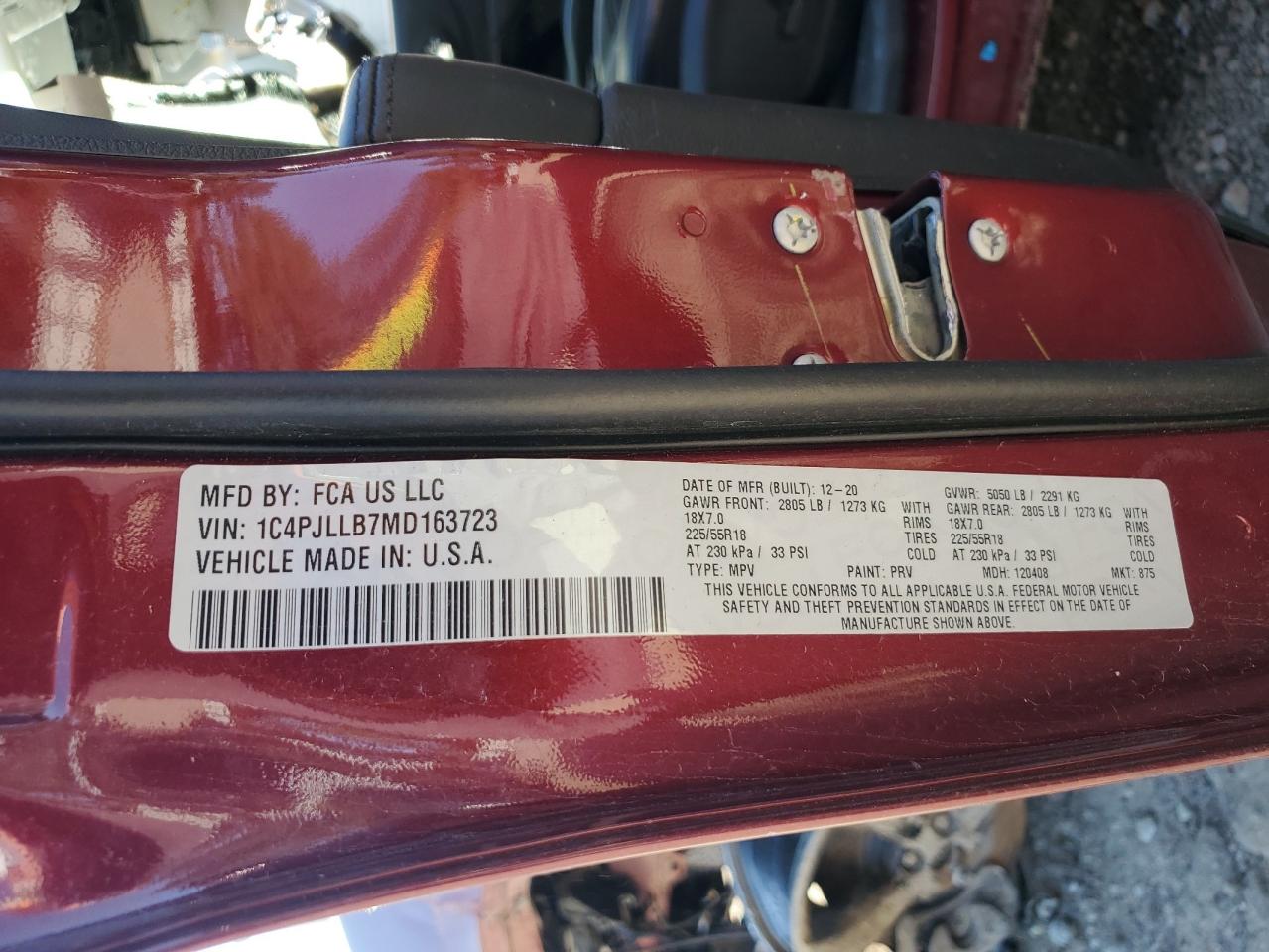 2021 Jeep Cherokee Latitude Plus VIN: 1C4PJLLB7MD163723 Lot: 91097985