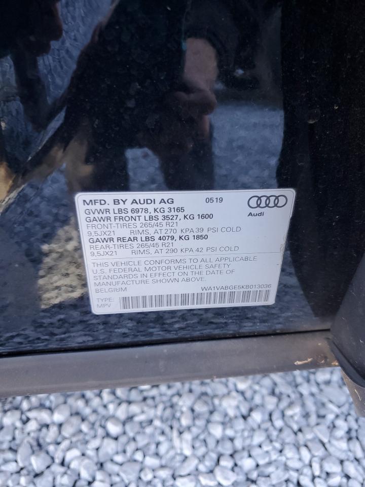 2019 Audi E-Tron Prestige VIN: WA1VABGE5KB013036 Lot: 91889665