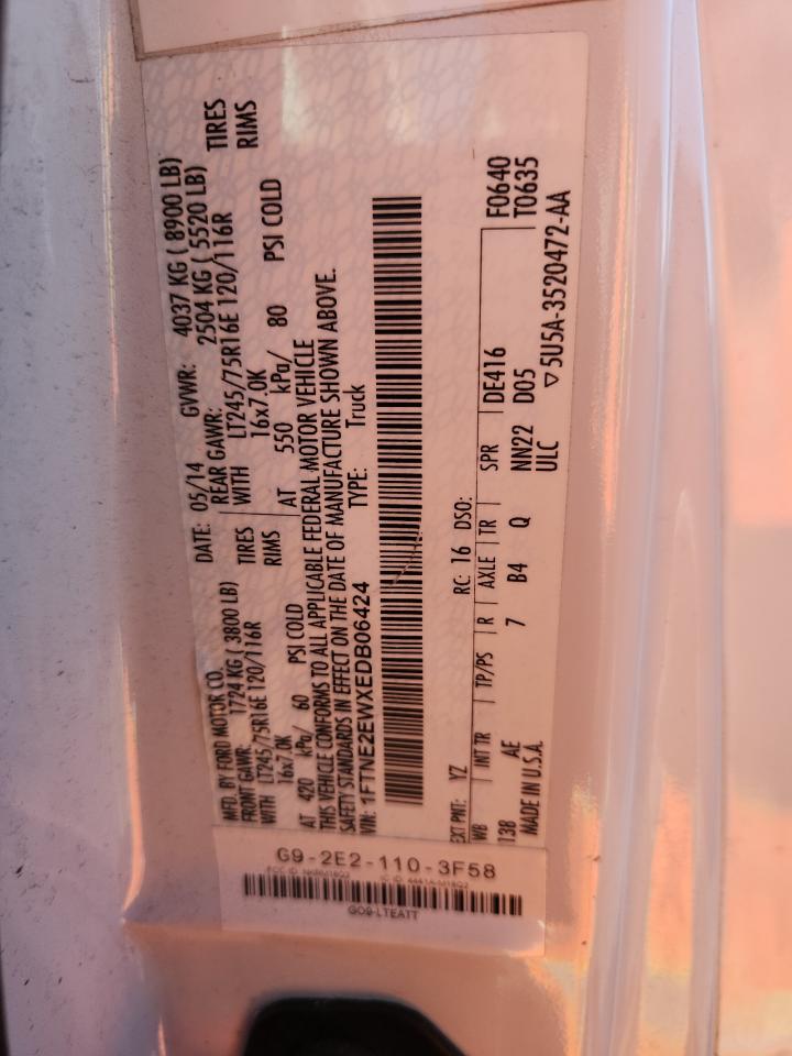 2014 Ford Econoline E250 Van VIN: 1FTNE2EWXEDB06424 Lot: 90935995