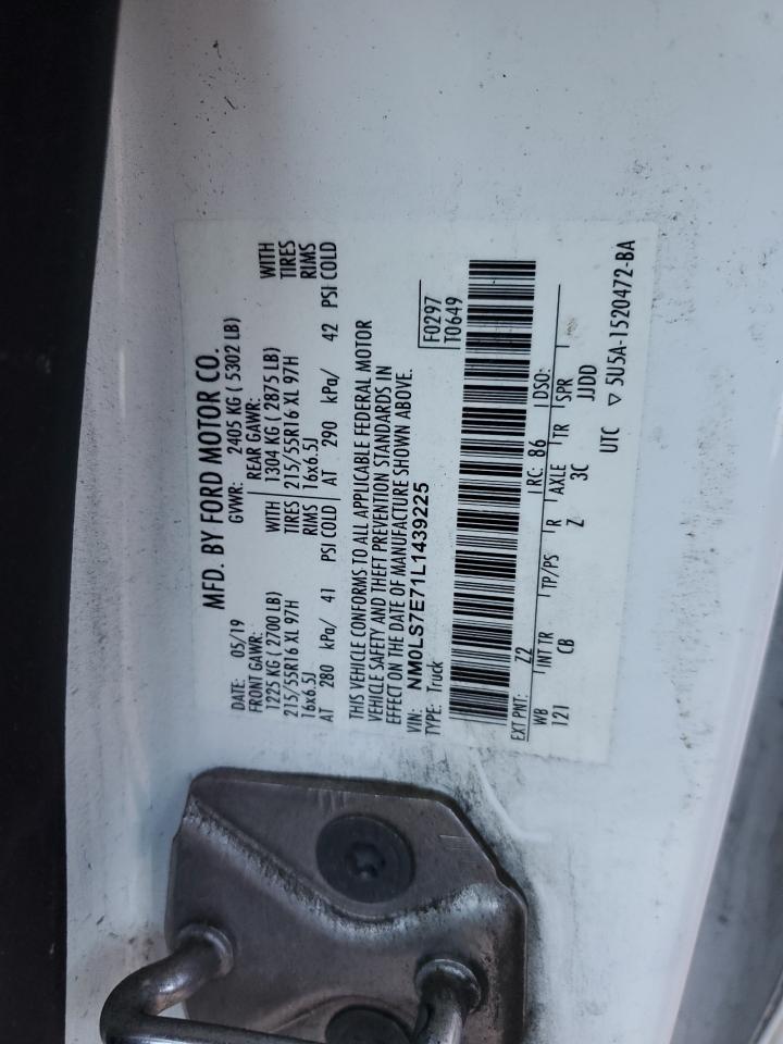 2020 Ford Transit Connect Delivery Van VIN: NM0LS7E71L1439225 Lot: 92381415