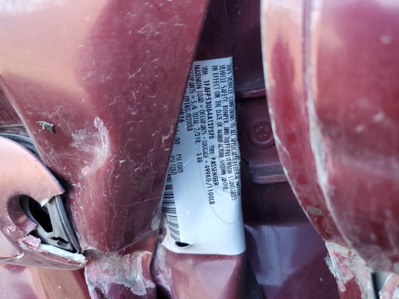 2004 Ford Taurus Se VIN: 1FAFP53U64A127570 Lot: 92005605