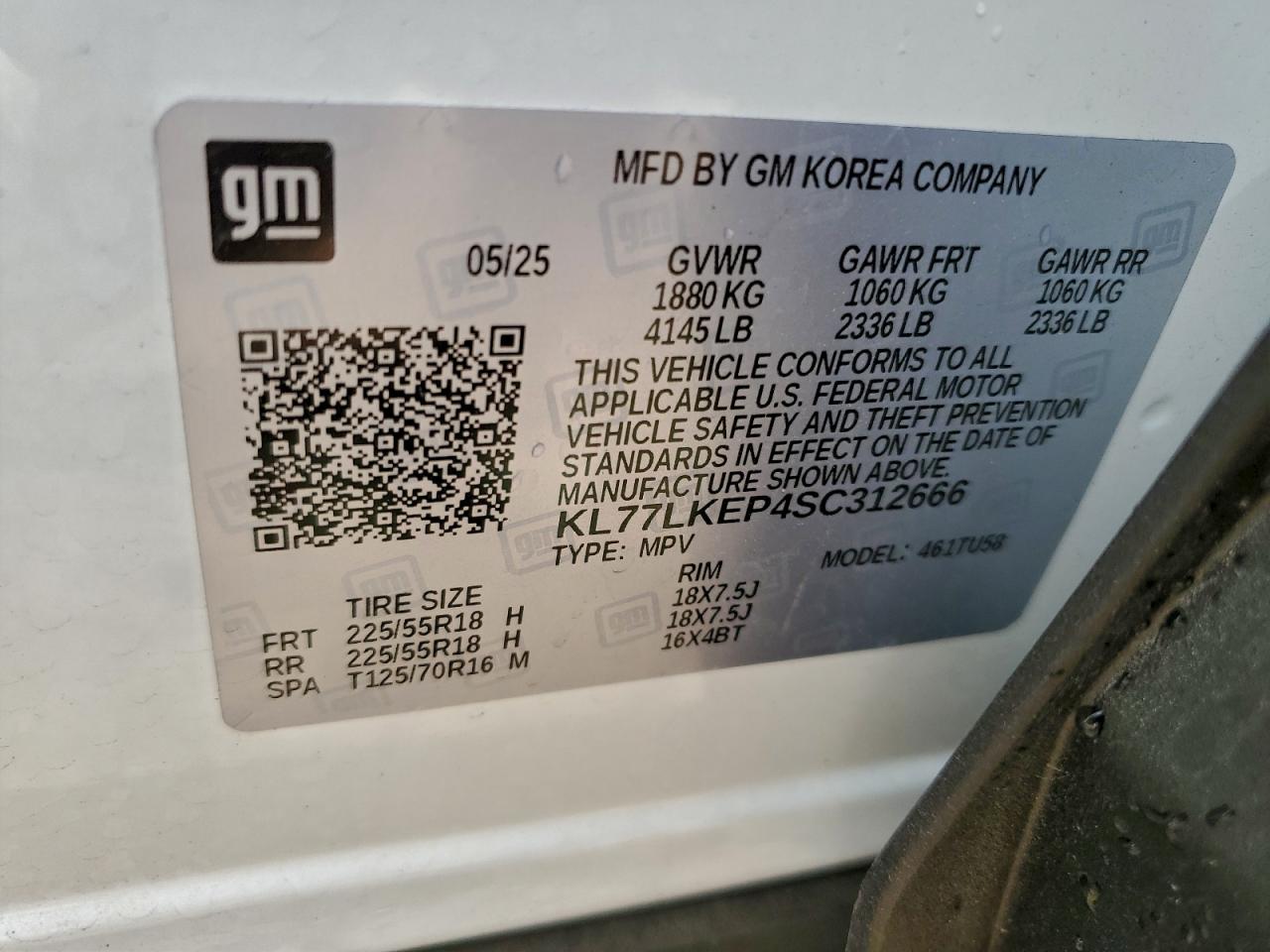 2025 Chevrolet Trax Activ VIN: KL77LKEP4SC312666 Lot: 93542605