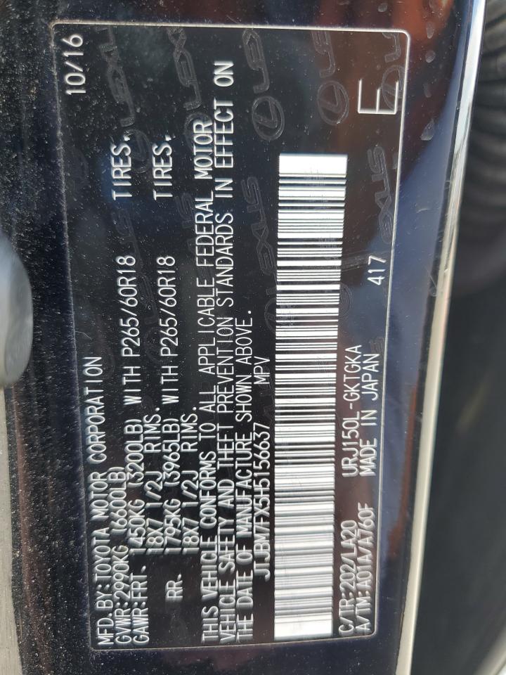 2017 Lexus Gx 460 VIN: JTJBM7FX5H5156637 Lot: 93277175