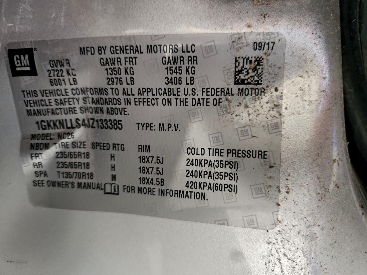 2018 GMC Acadia Sle VIN: 1GKKNLLS4JZ133385 Lot: 94229075