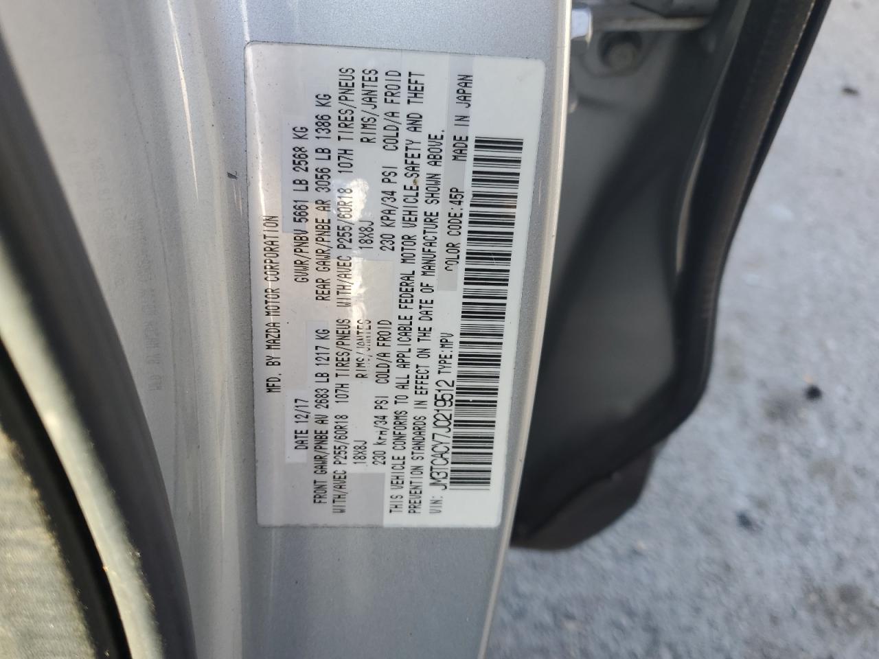 2018 Mazda Cx-9 Touring VIN: JM3TCACY7J0219512 Lot: 92847555