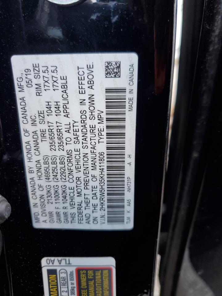 2019 Honda Cr-V Lx VIN: 2HKRW5H35KH411806 Lot: 91278135