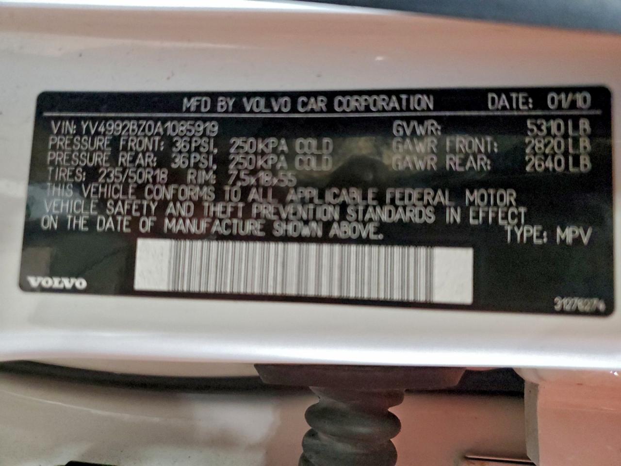 2010 Volvo Xc70 T6 VIN: YV4992BZ0A1085919 Lot: 94256775