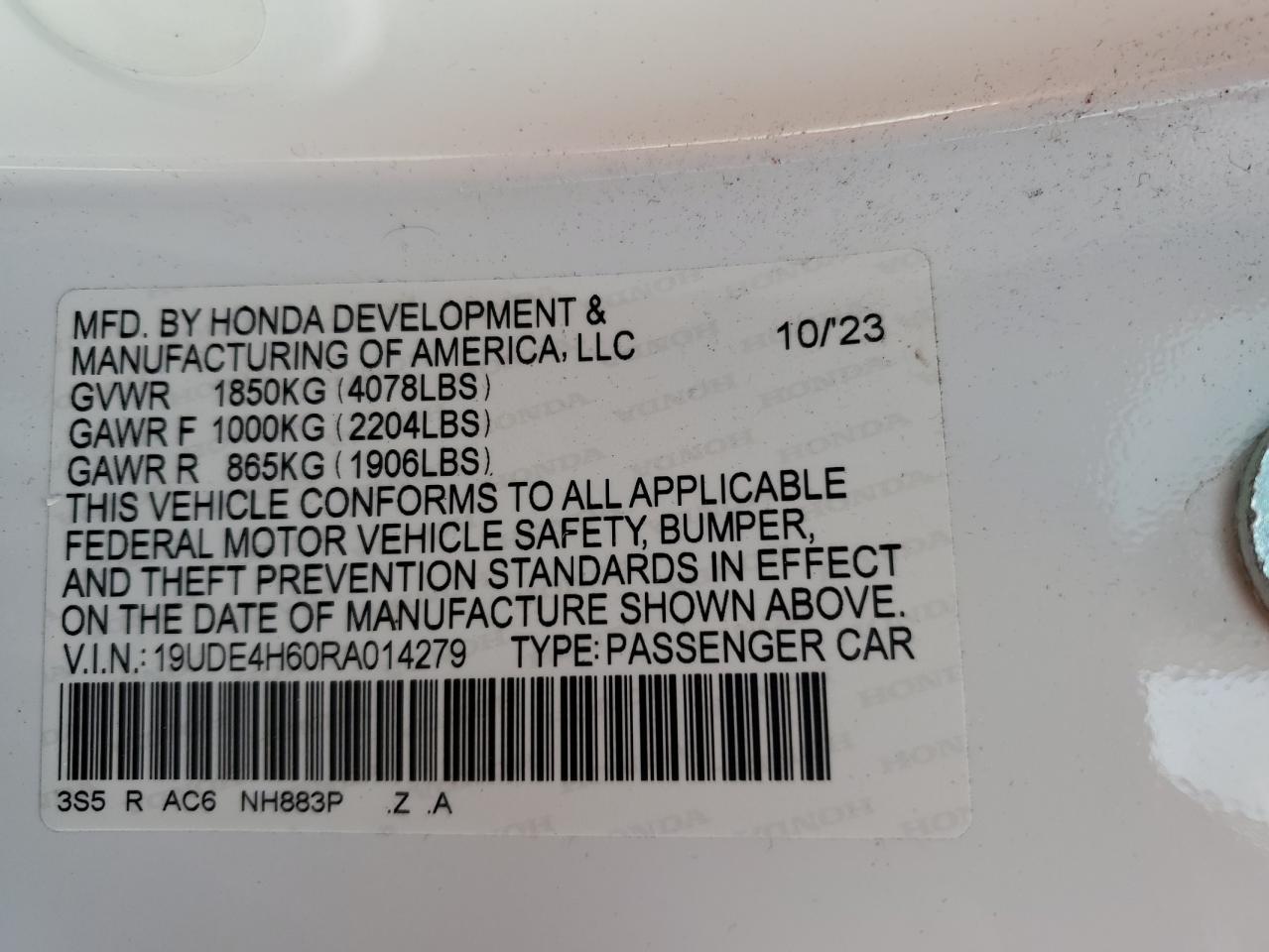 2024 Acura Integra A-Spec Tech VIN: 19UDE4H60RA014279 Lot: 91802165