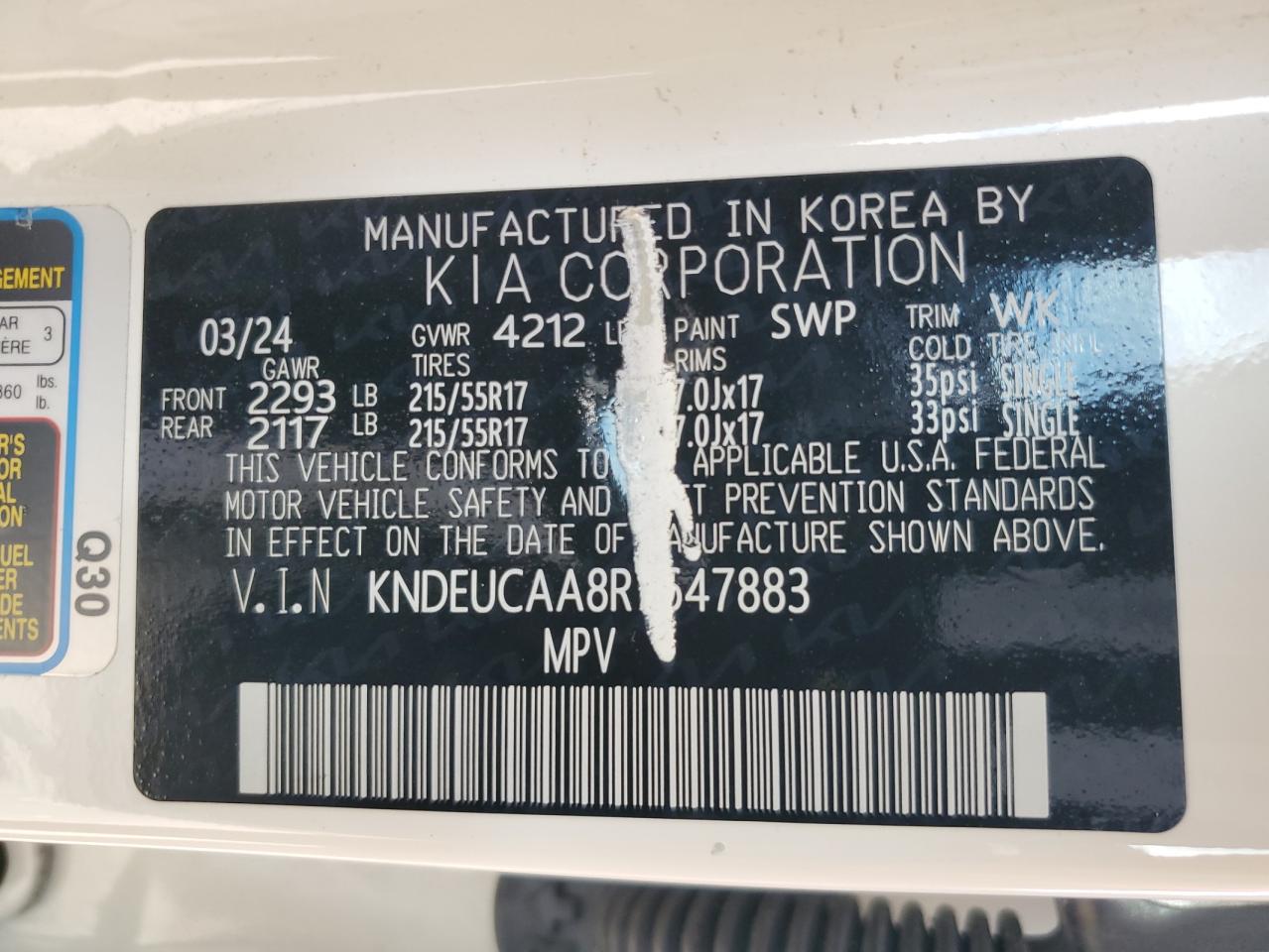 2024 Kia Seltos S VIN: KNDEUCAA8R7647883 Lot: 91687395