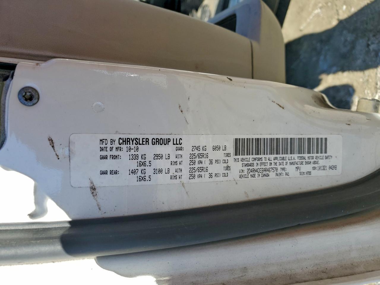 2010 Dodge Grand Caravan Se VIN: 2D4RN4DE6AR467570 Lot: 94122575