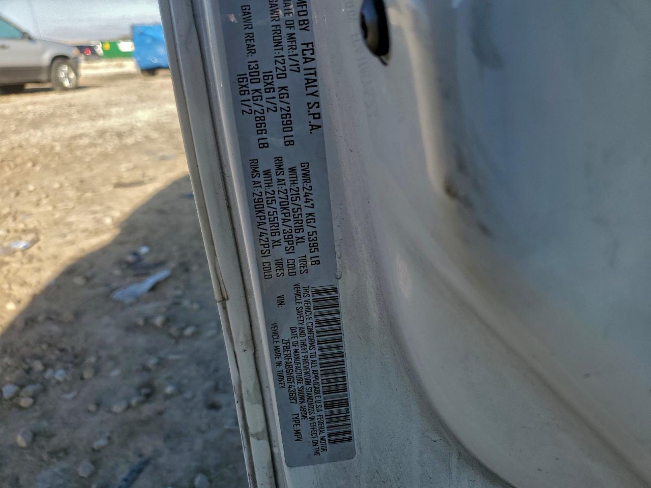 2017 Ram Promaster City VIN: ZFBERFAB6H6F43687 Lot: 94231455