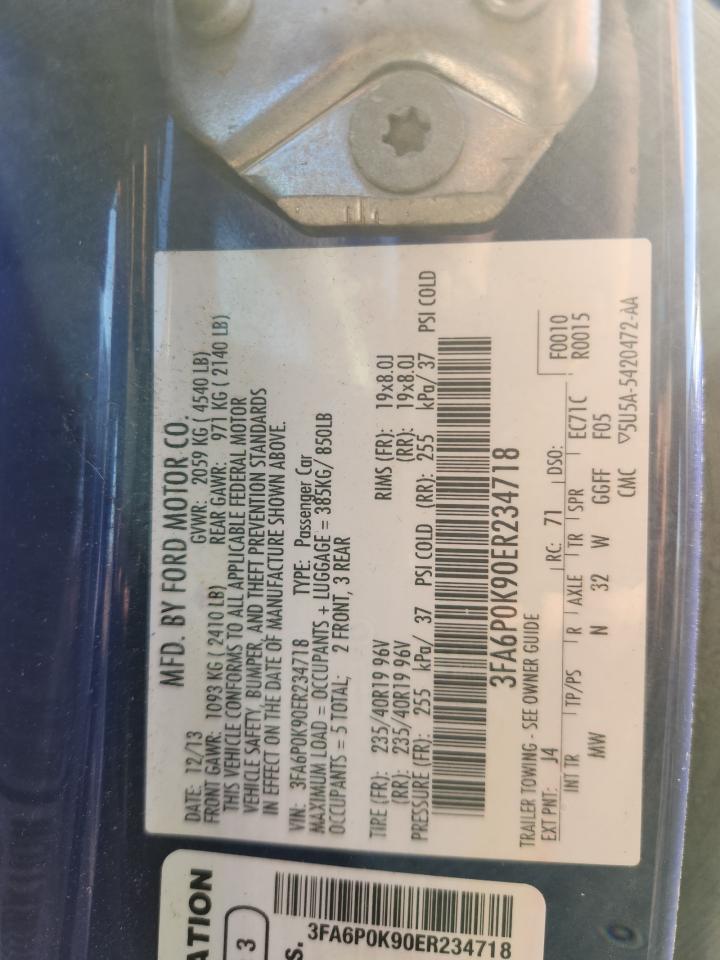 2014 Ford Fusion Titanium VIN: 3FA6P0K90ER234718 Lot: 93555345