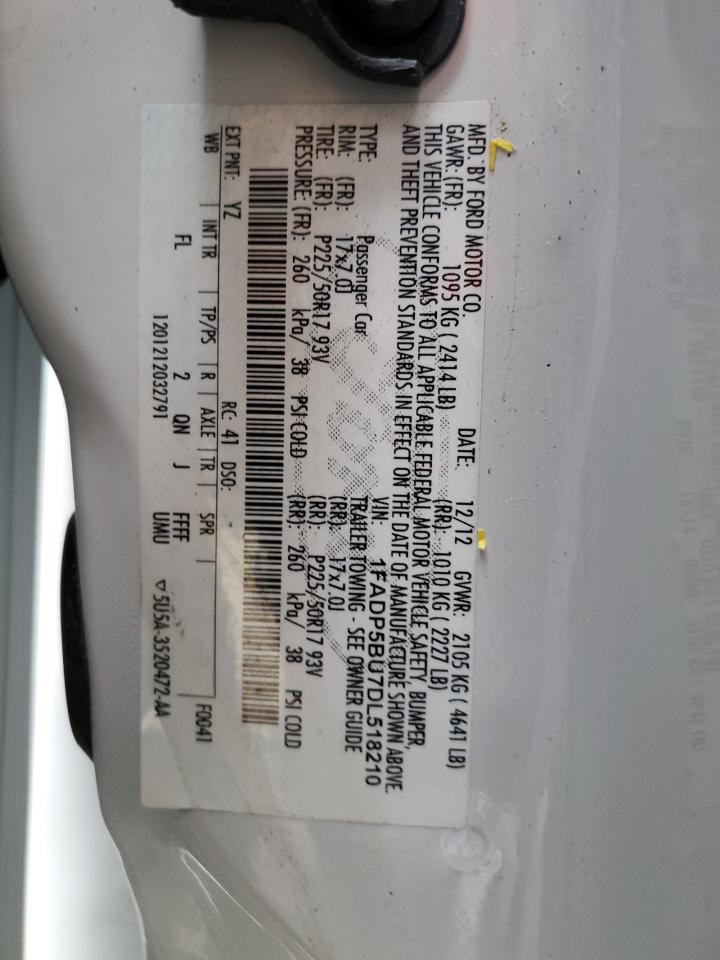 2013 Ford C-Max Sel VIN: 1FADP5BU7DL518210 Lot: 92064295