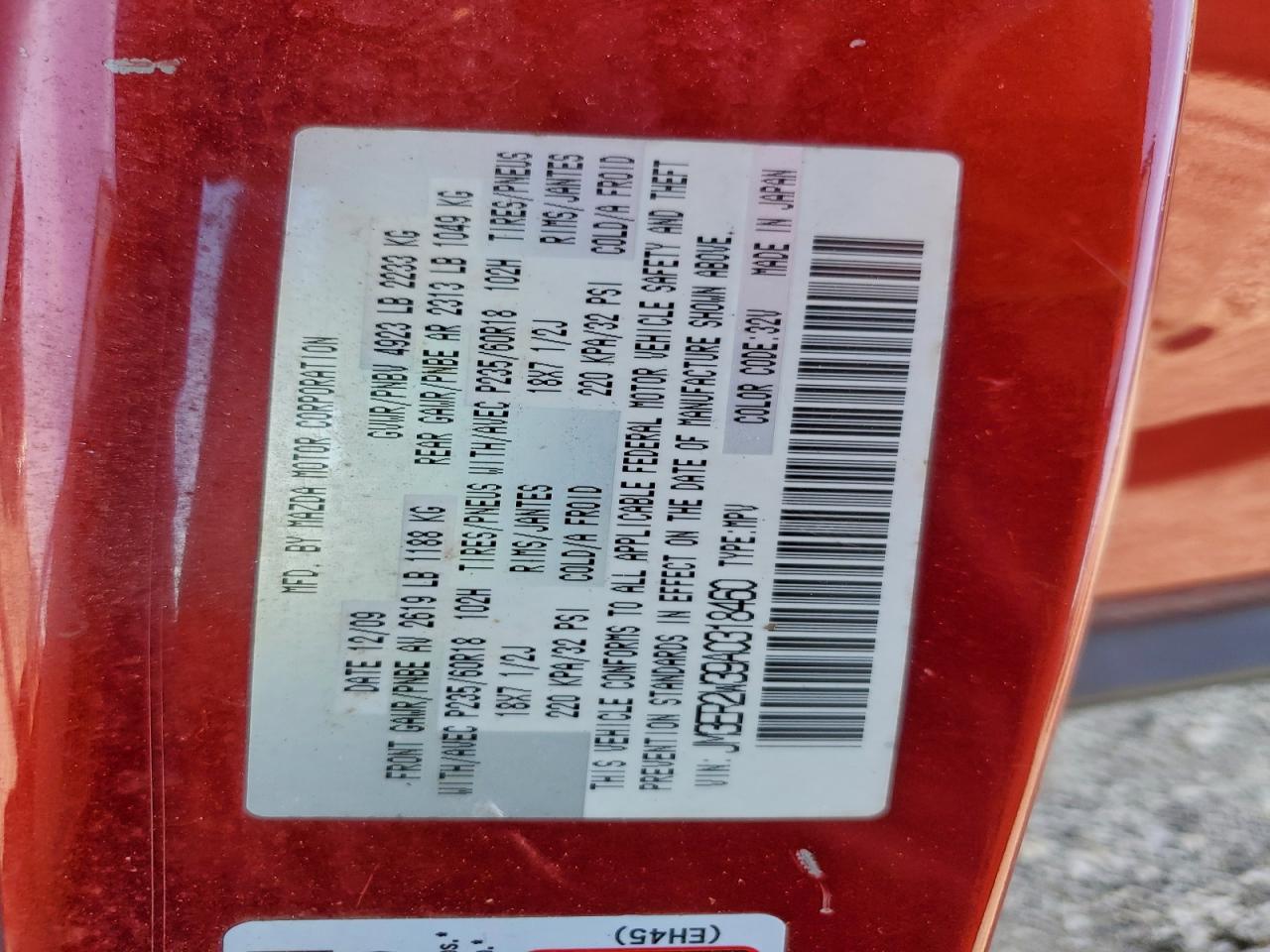 2010 Mazda Cx-7 VIN: JM3ER2W39A0318460 Lot: 92625615