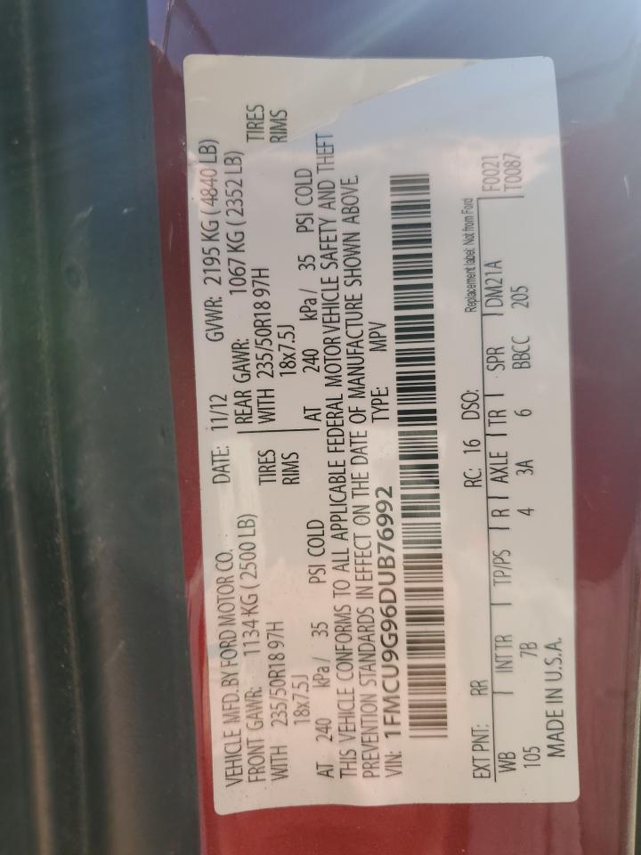 2013 Ford Escape Se VIN: 1FMCU9G96DUB76992 Lot: 90997615