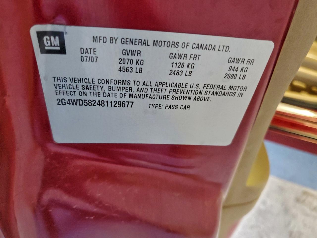 2008 Buick Lacrosse Cxl VIN: 2G4WD582481129677 Lot: 94240945