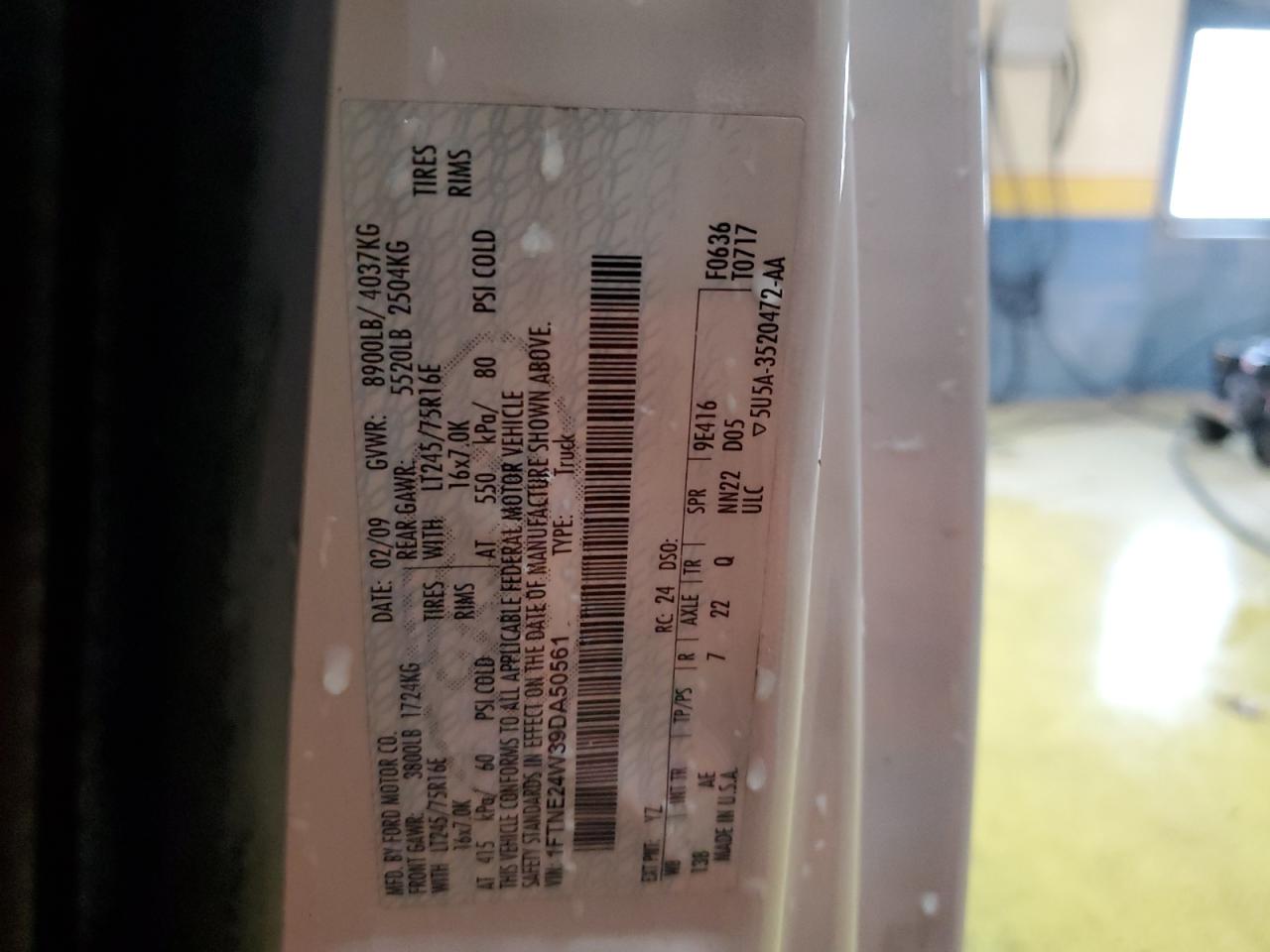 2009 Ford Econoline E250 Van VIN: 1FTNE24W39DA50561 Lot: 86886805