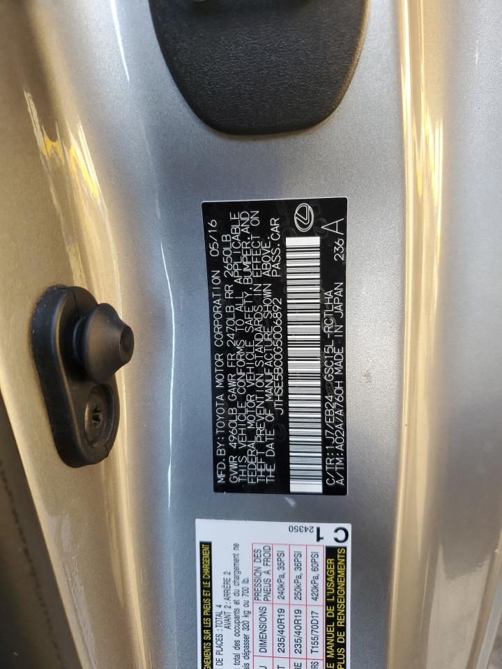 2016 Lexus Rc 350 VIN: JTHSE5BC0G5006892 Lot: 93336355