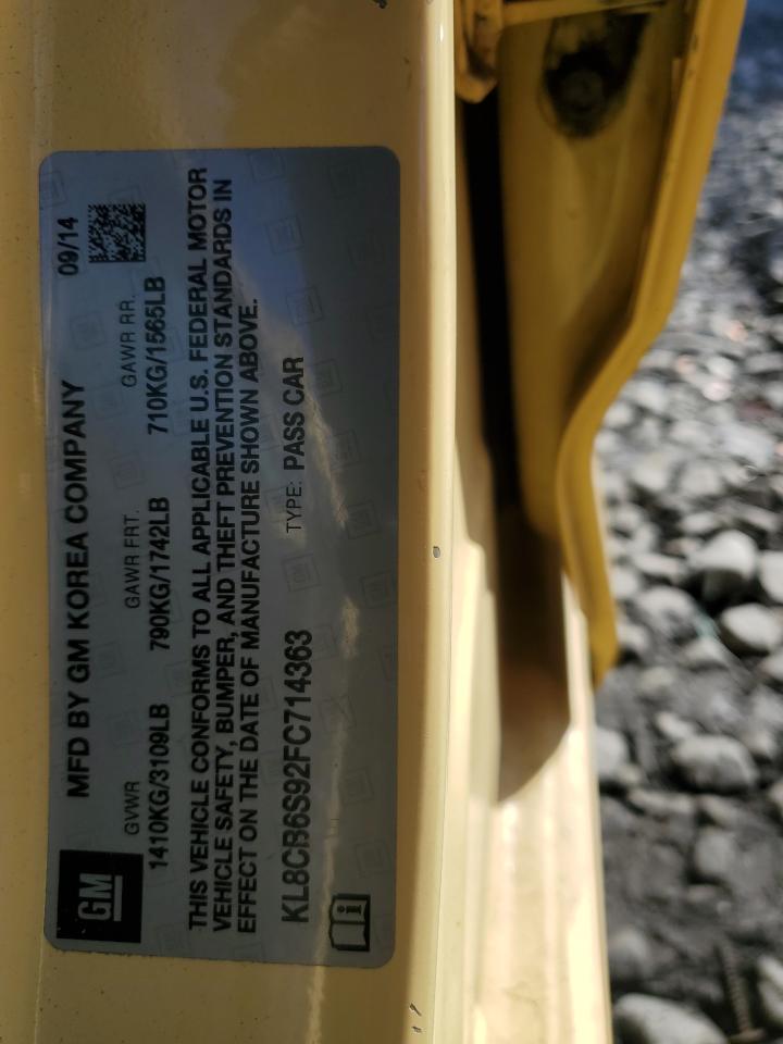 2015 Chevrolet Spark Ls VIN: KL8CB6S92FC714363 Lot: 93092195