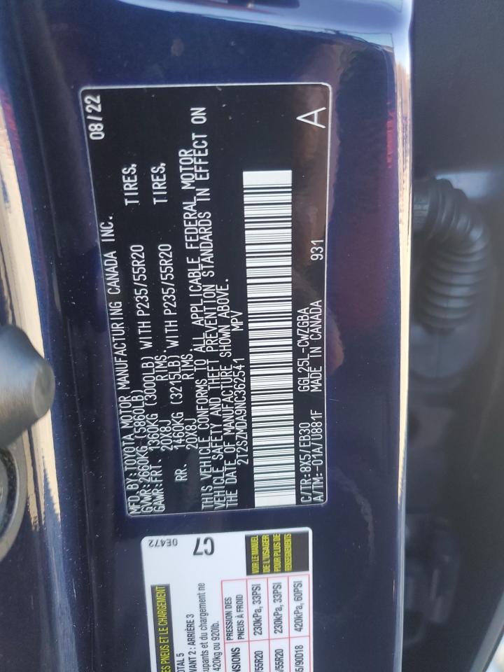 2022 Lexus Rx 350 F Sport VIN: 2T2SZMDA9NC362541 Lot: 92925415