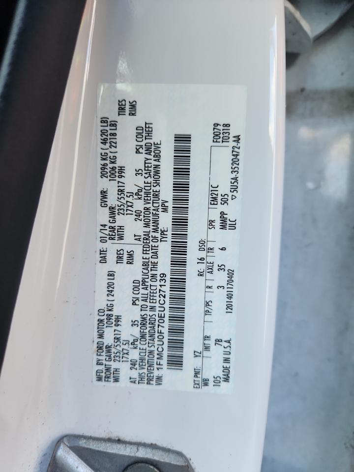 2014 Ford Escape S VIN: 1FMCU0F70EUC27139 Lot: 92692345