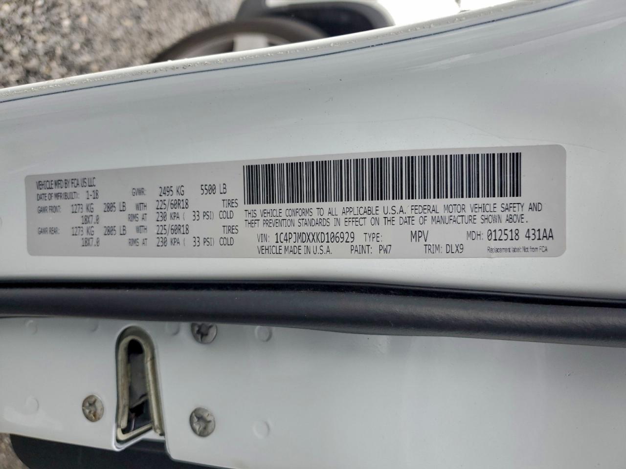 2019 Jeep Cherokee Limited VIN: 1C4PJMDXXKD106929 Lot: 94284525