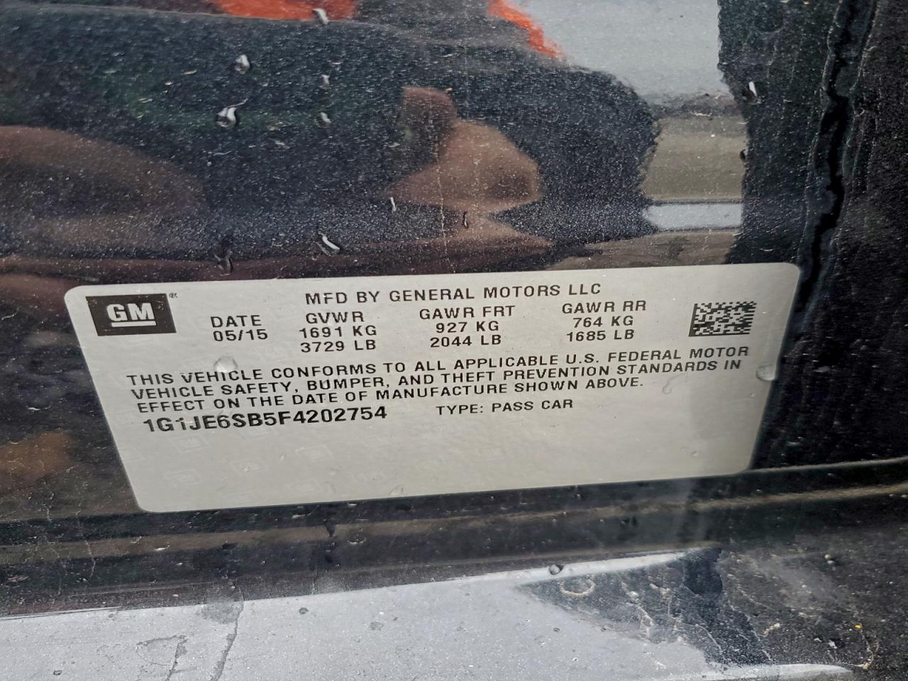 2015 Chevrolet Sonic Ltz VIN: 1G1JE6SB5F4202754 Lot: 93765235