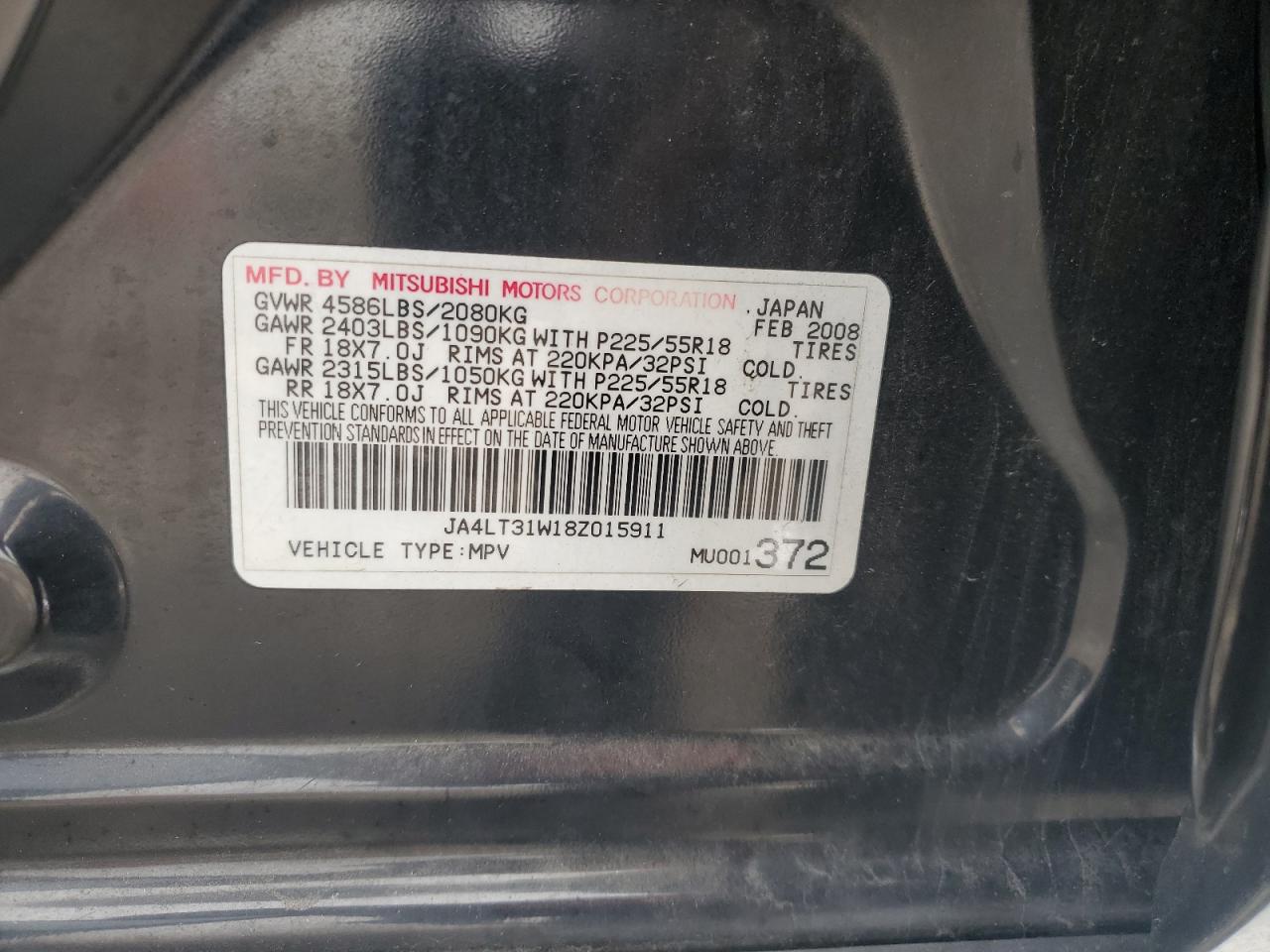 2008 Mitsubishi Outlander Se VIN: JA4LT31W18Z015911 Lot: 93328245