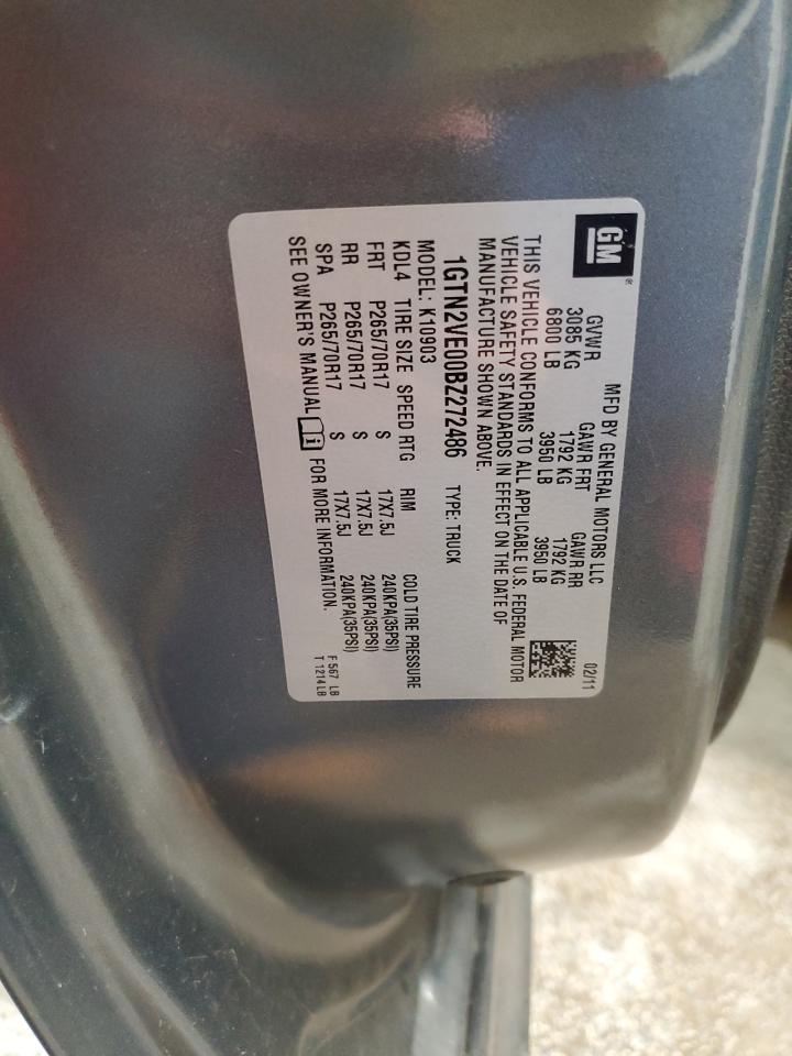 2011 GMC Sierra K1500 Sle VIN: 1GTN2VE00BZ272486 Lot: 91458235