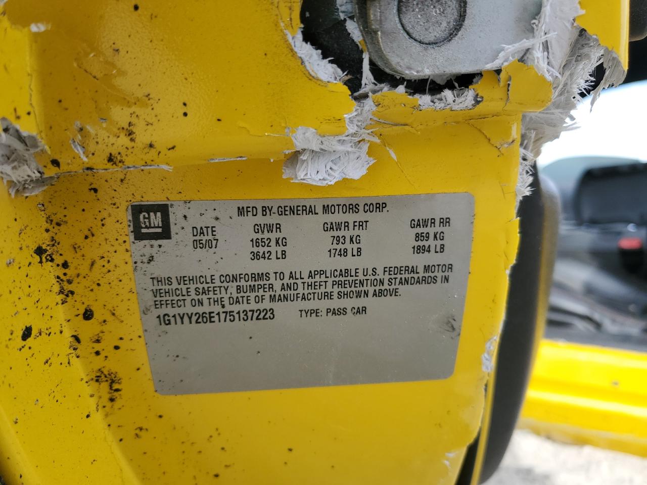 2007 Chevrolet Corvette Z06 VIN: 1G1YY26E175137223 Lot: 91529815