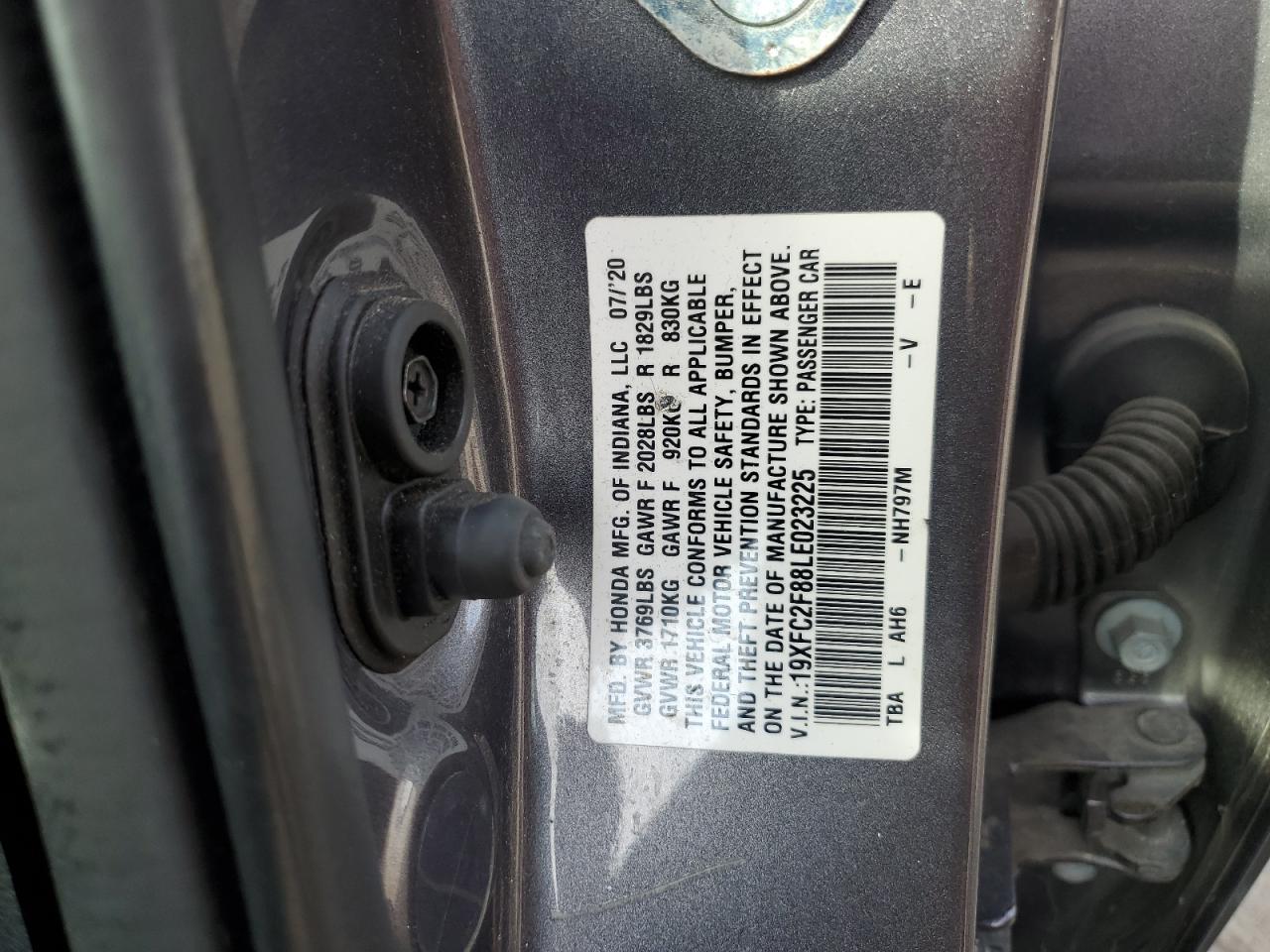 2020 Honda Civic Sport VIN: 19XFC2F88LE023225 Lot: 93450935