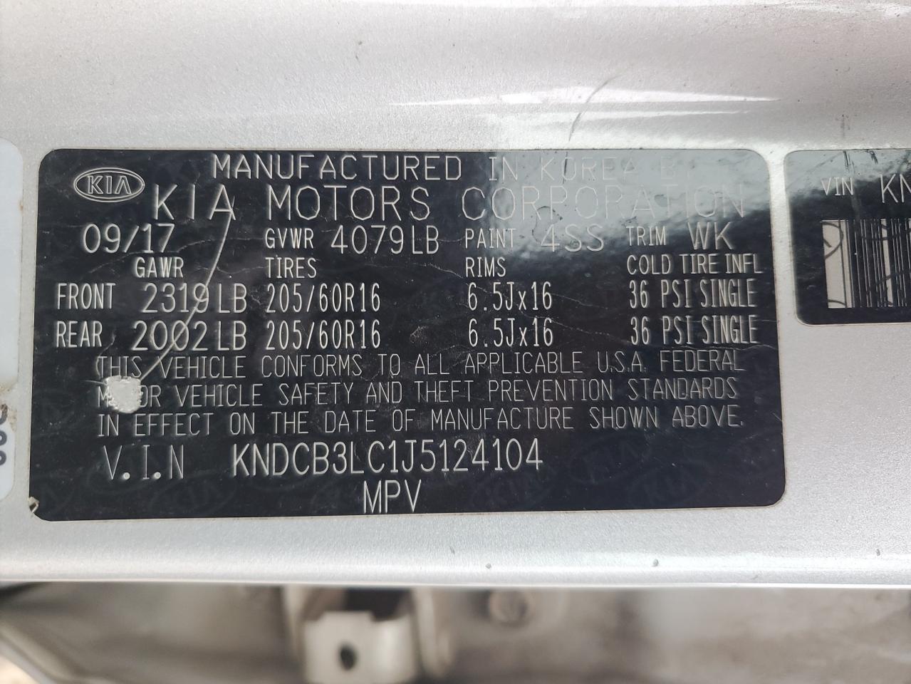 2018 Kia Niro Fe VIN: KNDCB3LC1J5124104 Lot: 93400625