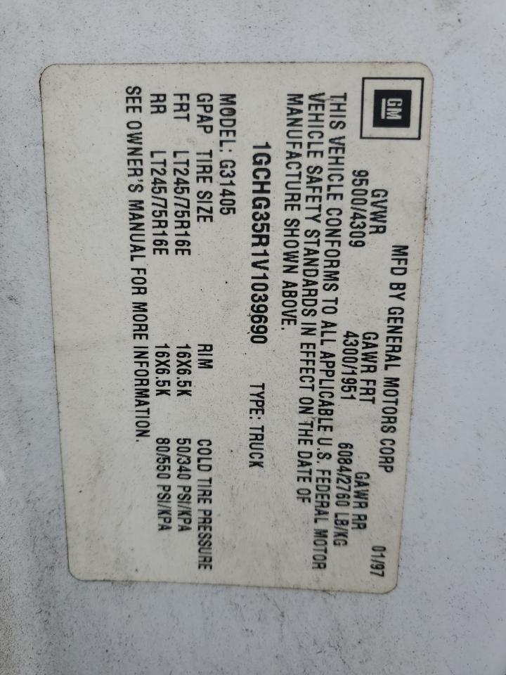 1997 Chevrolet Express G3500 VIN: 1GCHG35R1V1039690 Lot: 92397365