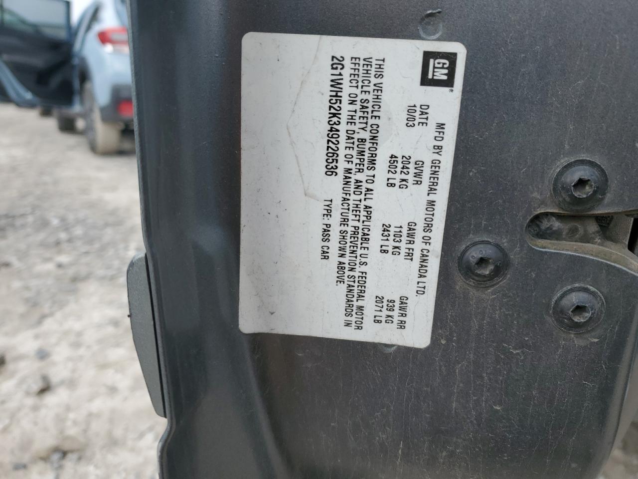 2004 Chevrolet Impala Ls VIN: 2G1WH52K349226536 Lot: 91627155