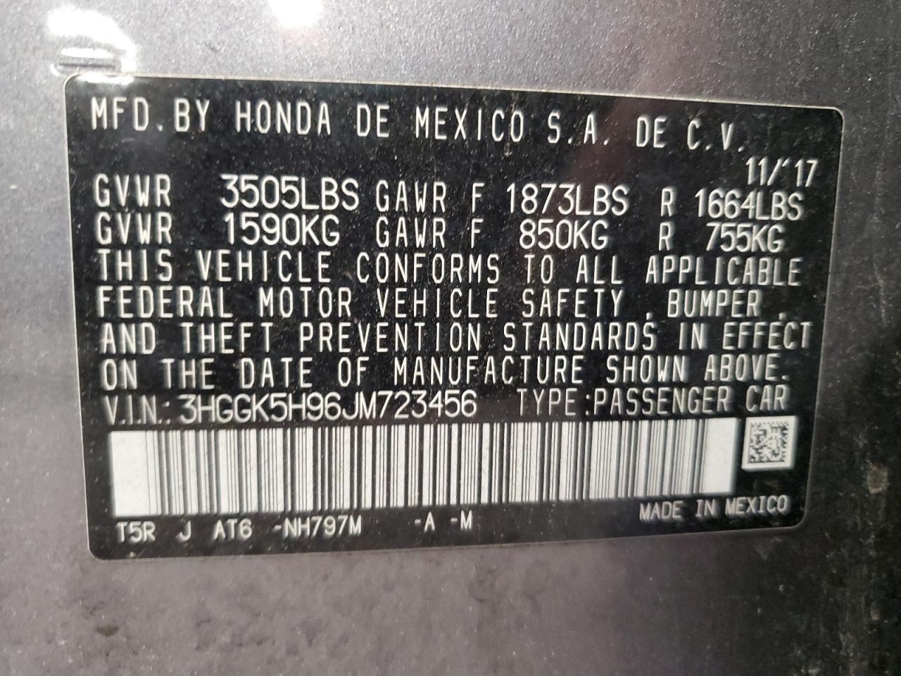 2018 Honda Fit Ex VIN: 3HGGK5H96JM723456 Lot: 93647965