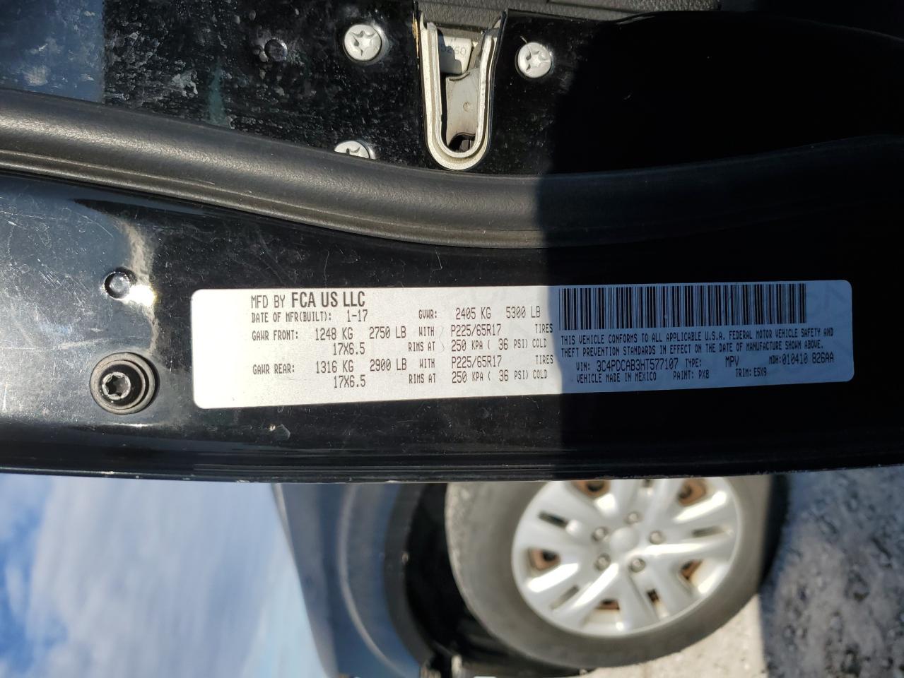 2017 Dodge Journey Se VIN: 3C4PDCAB3HT577107 Lot: 92395225