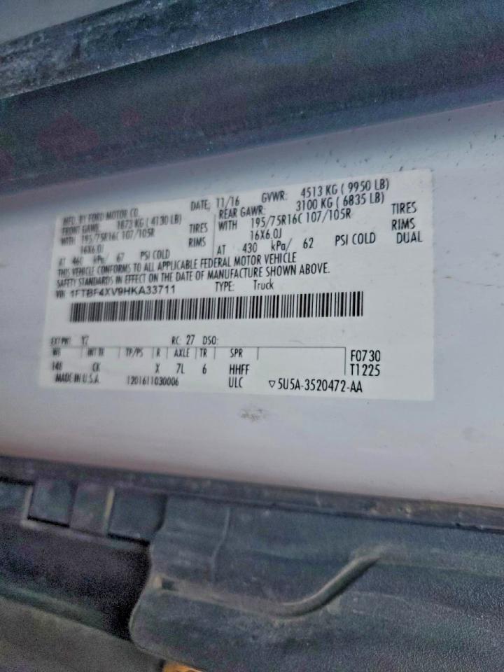 2017 Ford Transit Delivery Van VIN: 1FTBF4XV9HKA33711 Lot: 91868725