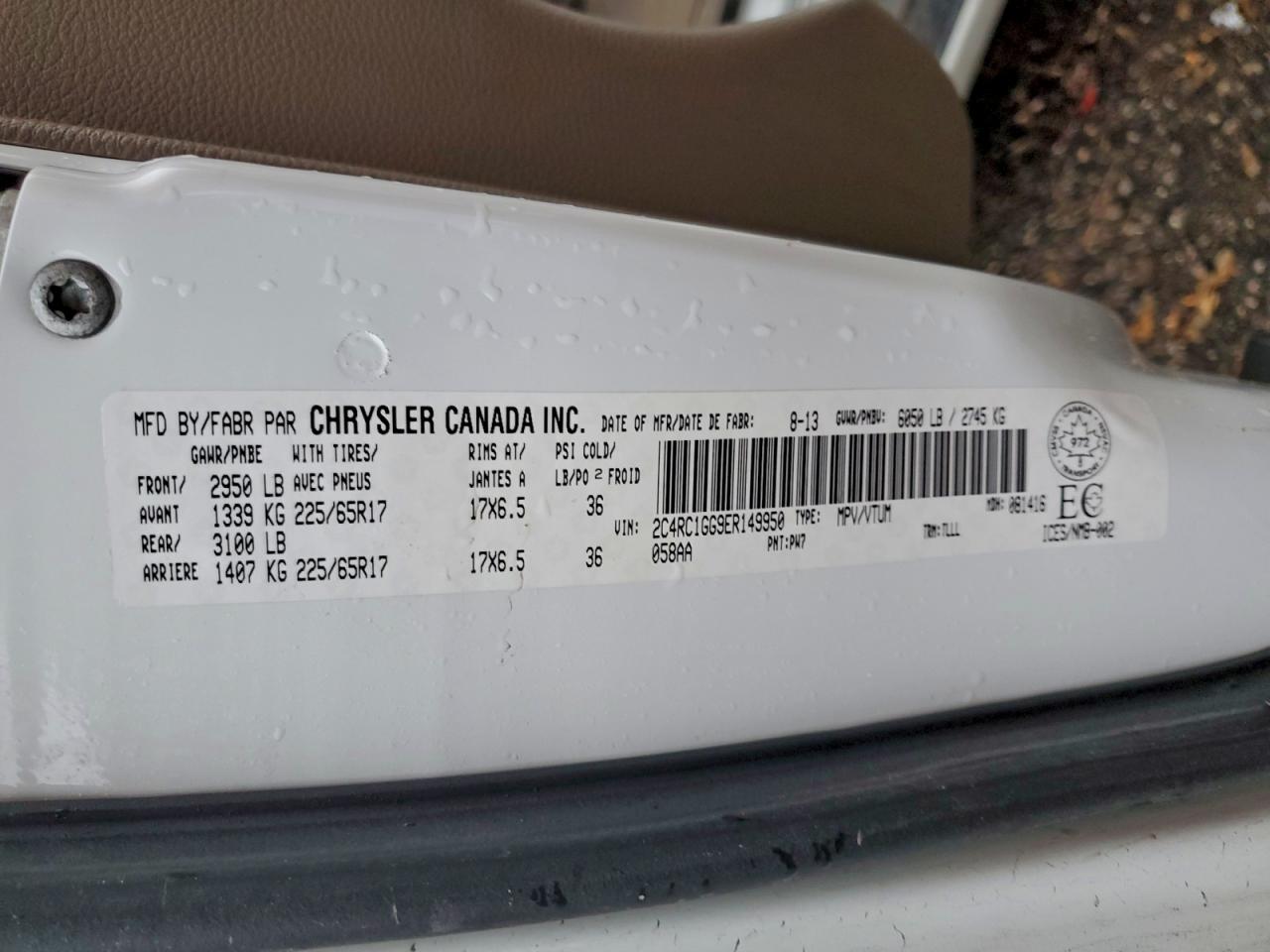 2014 Chrysler Town & Country Limited VIN: 2C4RC1GG9ER149950 Lot: 94507895