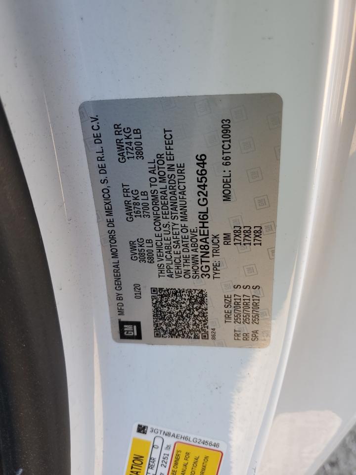 2020 GMC Sierra C1500 VIN: 3GTN8AEH6LG245646 Lot: 93299615