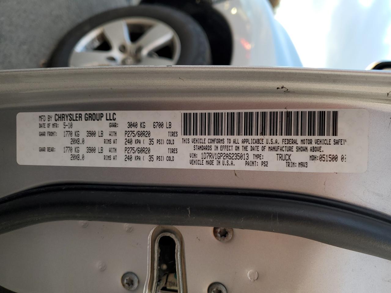 2010 Dodge Ram 1500 VIN: 1D7RV1GP2AS235013 Lot: 91597455